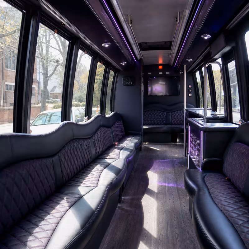 Passenger watching the Fort Myers scenery during a regional party bus road trip