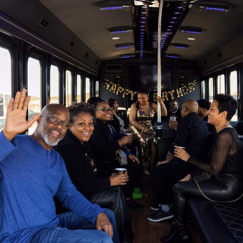 Black Mercedes Sprinter van staged for an Fort Myers Birthday Transportation group