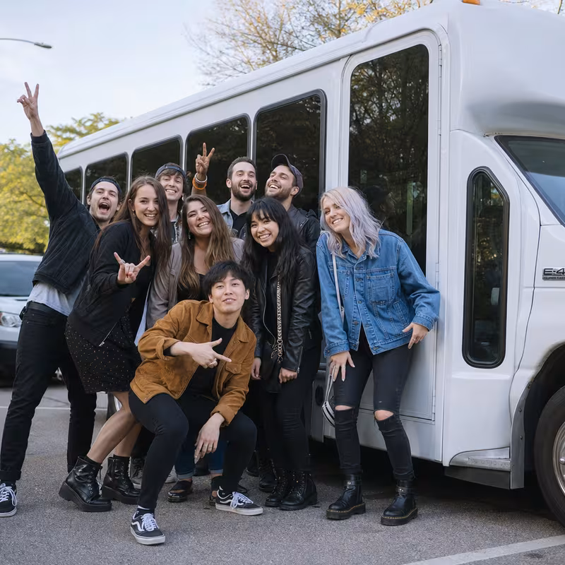 Black Mercedes Sprinter van staged for an Fort Myers Concert Transportation group