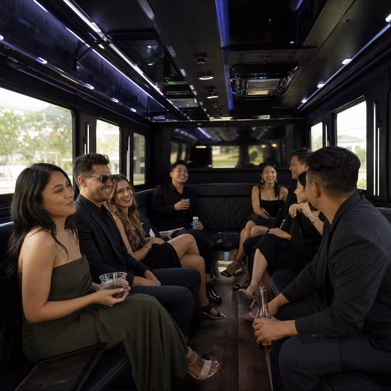 Black Mercedes Sprinter van staged for an Fort Myers Private Event Transportation group