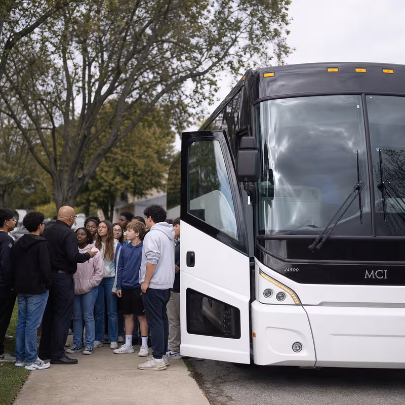 Black Mercedes Sprinter van staged for an Fort Myers School Transportation group