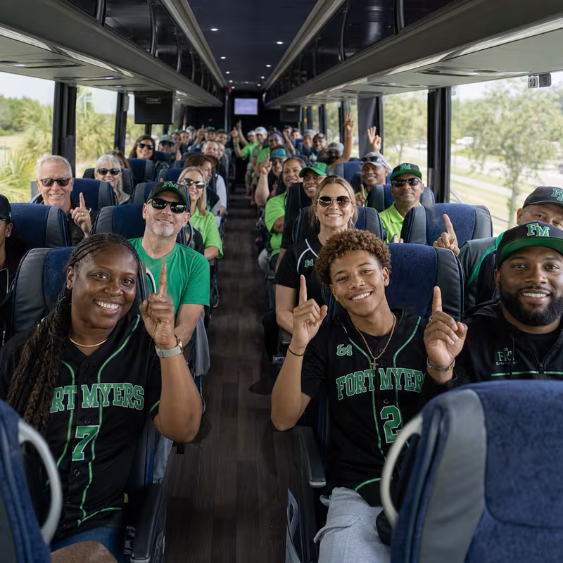 Black Mercedes Sprinter van staged for an Fort Myers Sporting Event Transportation group