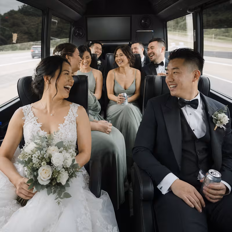 Black Mercedes Sprinter van staged for an Fort Myers Wedding Transportation group
