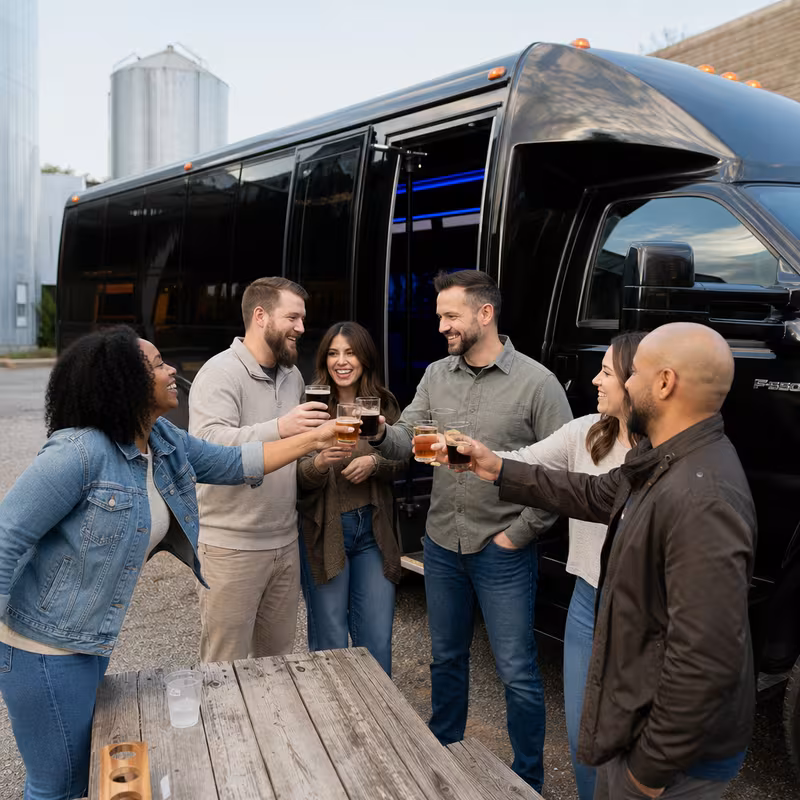 Passengers loading luggage while boarding an Fort Myers group shuttle