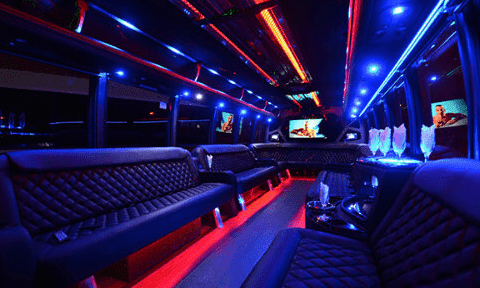 Key West 30 Passenger Party Bus Black Interior